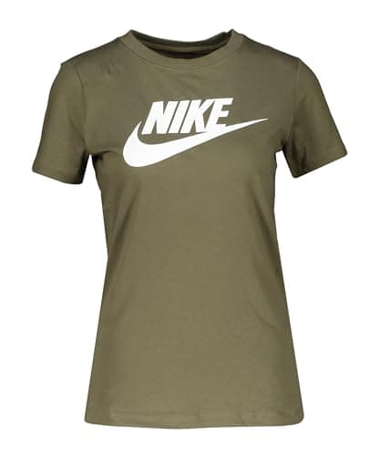 Image of Nike Women's W NSW TEE ESSNTL ICON Futur T-Shirt, Medium Olive/White, 2XL