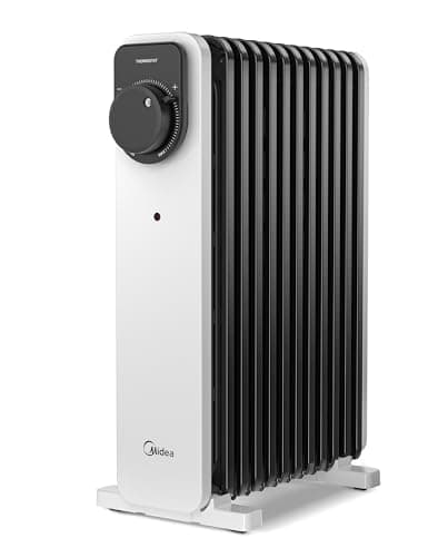 Image of Midea Oil Filled Radiator, 2300W, 11-Fin Portable Electric Heater with Knob Controls, Adjustable Thermostat, 3 Heat Settings, Tip-Over & Overheat Protection, UltraQuiet Operation for Office & Home Use