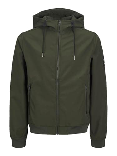 Image of JACK & JONES Mens Jjebasic Softshell Hood Noos, Dark Green, L UK