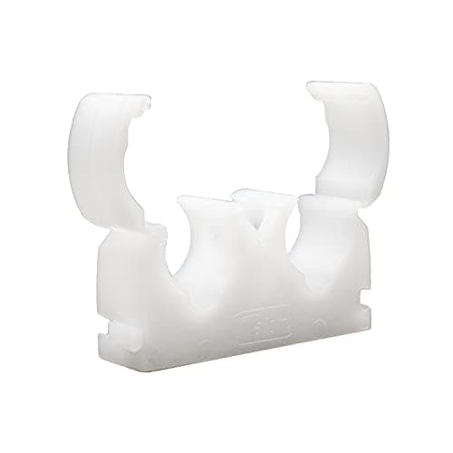Image of Talon - 15mm Double Hinged Pipe Clips - Pack of 50 - Natural - Single Central Screw Fixing - Temperatures Up to 85°C (185°F) - for Use On Plumbing, Gas and Air Conditioning Pipe - UV Stabilized
