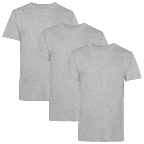 Image of Men’s T-Shirts Multipack | Cotton 3 Pack T-Shirts | Gym Tops for Him | Crew Neck Short Sleeve | Work and Casual Wear in Multi-Colour | Plain, Comfortable and Durable | Sports Grey Large
