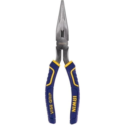 Image of IRWIN Vise-Grip Long Nose Pliers with Wire Cutter, 8", 2078218, Blue, Stainless, Yellow