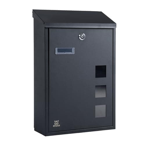 Image of RYZAN Parcel Box Wall Mounted Letter Box - Durable Steel Post Box with Copper Lock Cylinder, Boxes for Posting, Weatherproof Post Boxes Wall Mounted Waterproof, Modern Letterbox