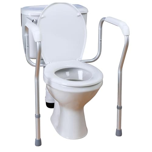 Image of Homecraft Toilet Safety Frame, Height Adjustable, Bathroom Safety Aid for Easy on and Off, Support or Elderly/Disabled Height: 64 x 75cm, White