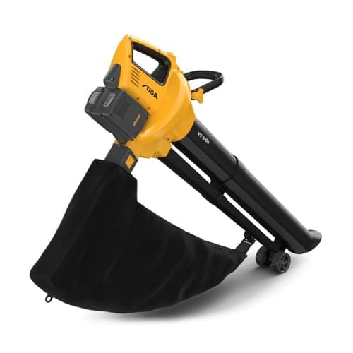Image of STIGA VS 100e Kit 3-in-1 Blower Vacuum With Grinder, 2 Batt. 20V 4Ah + Charger, 45 L – 600W Brushless Motor, Variable Speed – Garden Leaf Cleanup