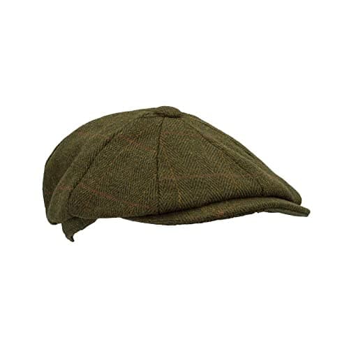 Image of WALKER AND HAWKES - Men's Green Sage Derby Tweed 8-Panel Charlie Baker Boy Style Teflon Coated Cap - Dark Sage - L (59cm)