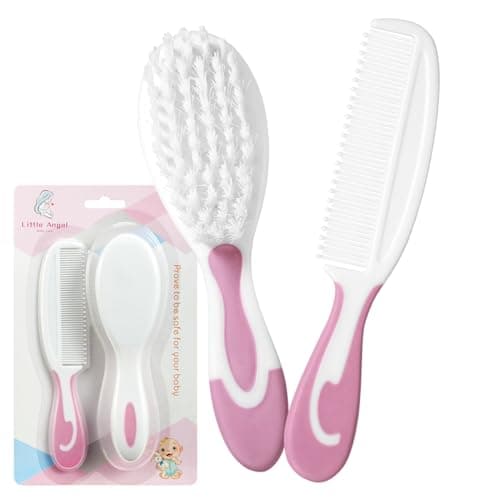 Image of Baby Hair Brush and Comb Sets, New Born Baby Hair Brushes, Perfect Baby Registry Gift for Newborns(Pink)