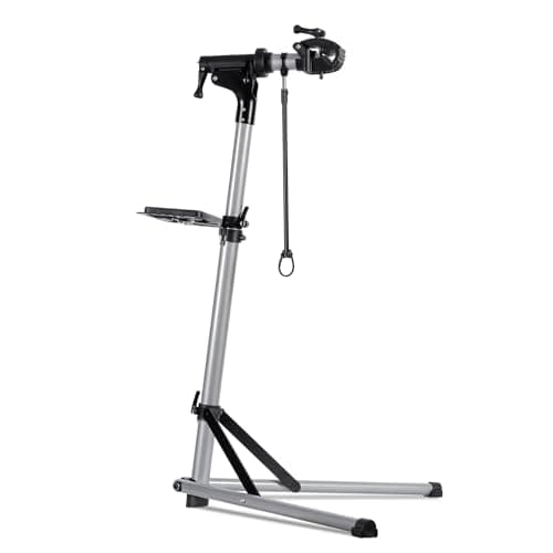 Image of Urban Deco Bike Repair Stand Premium Aluminum Bike Stand for Maintenance, 110lbs Capacity, Height-Adjustable, 360° Rotatable Clamp, Tool Tray Included (Silver)