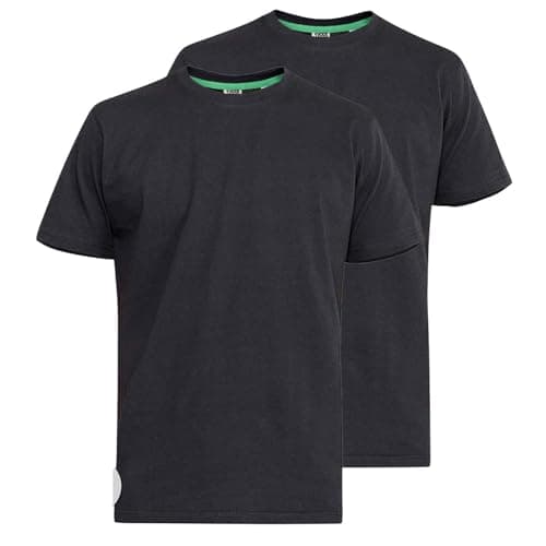 Image of D555 Duke Mens King Size 2 Pack Cotton Crew Neck T-Shirt - Black/Black - 6XL