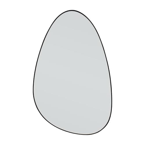 Image of Home Selections Irregular Wall Mirror Black 40 x 60cm, Asymmetrical Pebble Mirror, Metal Framed, Wall Mounted