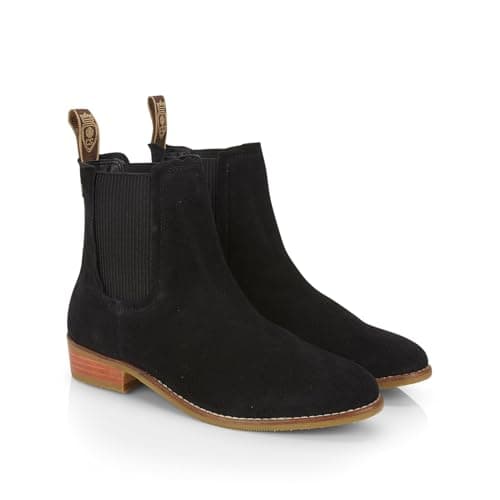 Image of Catesby Zaara Premium Suede Leather Womens Boots Comfortable Lightweight Chelsea Boots, Black, UK 6