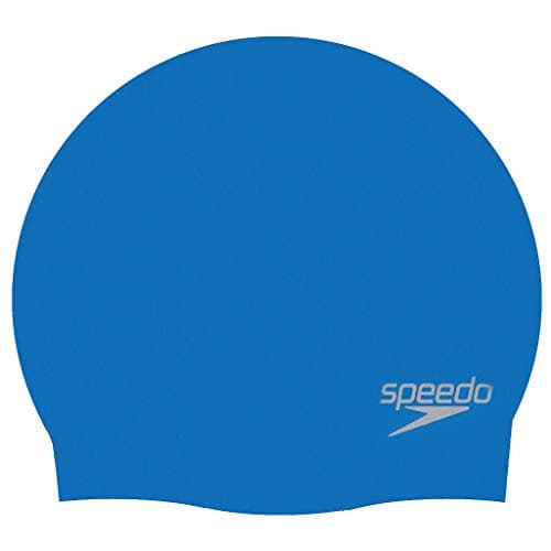 Image of Speedo Unisex-Youth Junior Plain Moulded Silicone Swimming Cap | Swim Essentials | Hair Protection Training Aids, Blue/Blue, One Size