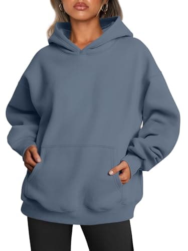 Image of Trendy Queen Womens Oversized Hoodies Fleece Sweatshirts Long Sleeve Sweaters Pullover Fall Outfits, Dusty Blue, XS