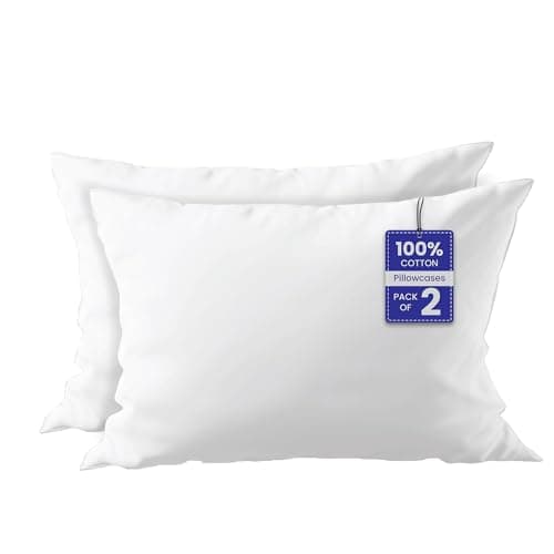 Image of Luxe Dreams 100% Cotton Pillow Cases 2 Pack, Soft & Breathable Pillow covers with Envelope Closure, Wrinkle & Fade Resistant White Pillowcases Standard Size (50x70 CM)