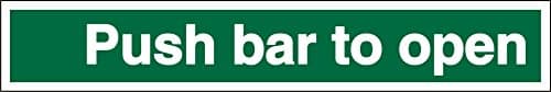 Image of Seco Push Bar to Open Sign, 450mm x 75mm - Self Adhesive Vinyl, White