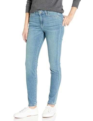Image of Amazon Essentials Women's Mid-Rise Stretchy Skinny Jeans - Discontinued Colours, Light Blue Bleach, 16 Short