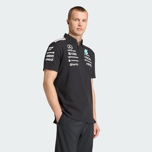 Image of adidas Men's Mercedes - Amg Petronas Formula 1 Team Engineers Polo Shirt, Black, L