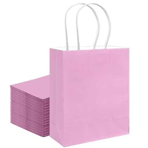 Image of Gcardist 24PCS Medium Gift Bag with Handles Bulk 8.3"x4.3"x11" Gift Bags Pink Purple Bags Multiple Uses (21x11x27.3cm,Medium Size)