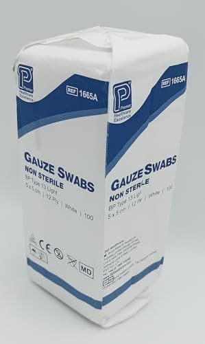 Image of Gauze Swabs Non-Sterile 5x5cm 12 Ply - Pack of 100 | Highly Absorbent Medical Pads | Soft and Reliable