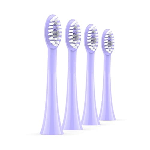 Image of Ordo Replacement Sonic Toothbrush Heads with Pulse Technology for Teeth Cleaning, Plaque Removal, Silicone Polishing, Deep Clean Bristles, Adults, Pack of 4, Pearl Violet