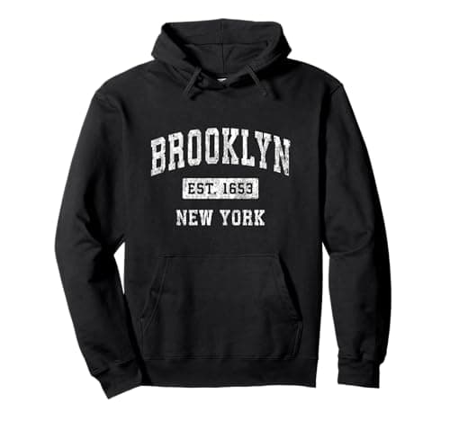 Image of Brooklyn New York NY Vintage Established Sports Design Pullover Hoodie