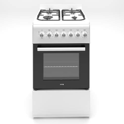 Image of Cooker - Gas Cooker, Versatile 4 Burner Gas Hob, Electric Oven, Smart Cooking Controls & Programs, 50cm Width, Freestanding Design, White, Ideal For Smaller Kitchens & Couples - C01FS50G17W