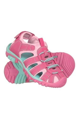 Image of Mountain Warehouse Bay Kids Shandals - Neoprene Lined Sandal Shoes with Adjustable Straps - For Walking, Travelling & Outdoors Pale Pink Kids Shoe Size 8