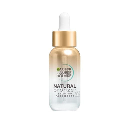 Image of Garnier Ambre Solaire Fake Tan, Tanning Drops, Natural Bronzer Self Tan Drops for Face, with Hyaluronic Acid & Coconut Water, Gradual & Natural Looking Tan, Vegan Formula 30ml