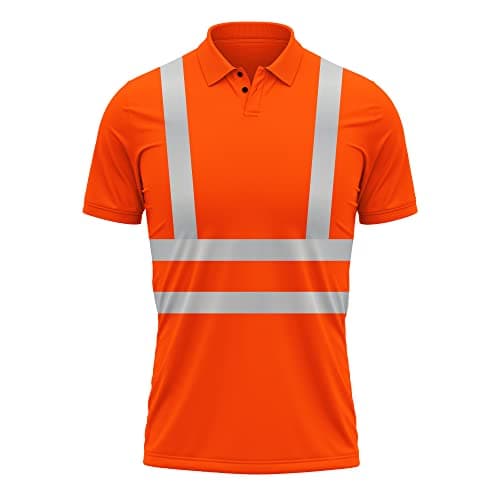 Image of Mens New Hi Vis High Visibility Safety Work Wear Short Sleeve 2 Tone Contrast Polo Shirts Top S-2XL Orange
