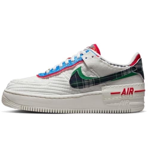 Image of Nike Women's Air Force 1 Shadow Sneaker, Sail/Classic Green/University Blue/Multi, 4 UK