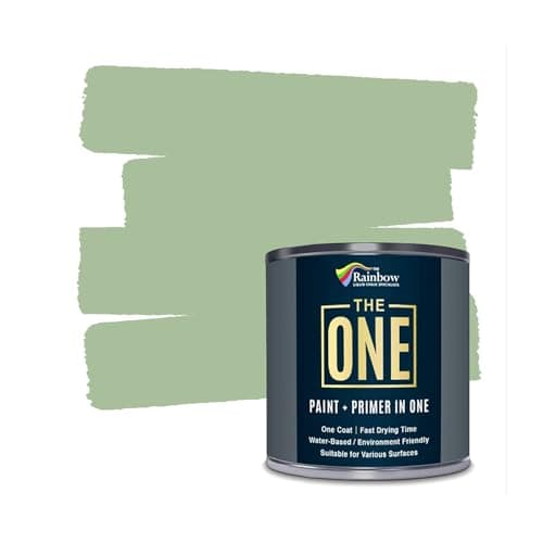 Image of The ONE All-In-One Paint & Primer - Light Green Satin, 250 ml | Multi-Surface 1 Coat Formula | Easy Indoor & Outdoor Decorating for Home & Garden Wall, Floor, Furniture | Durable, Water-Based, Low VOC