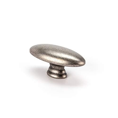 Image of Handle & Home Antique Pewter 45mm Oval Knob for Kitchen Cabinets | Bedroom | Bathroom | Furniture