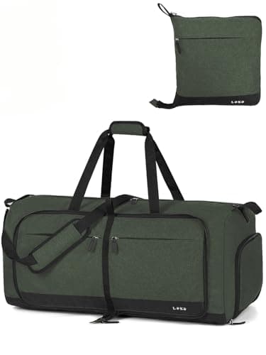 Image of Lekesky Large Foldable Travel Duffe Bag - 80L Waterproof Holdall Luggage Bag with Shoes Compartment, Weekend Overnight Sports Bag for Women and Men(Green, 72 * 33 * 34cm)