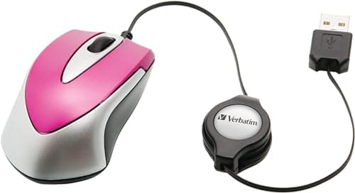 Image of Verbatim Go Mini - USB Optical Travel Mouse with Retractable Cable, hot pink, 99999