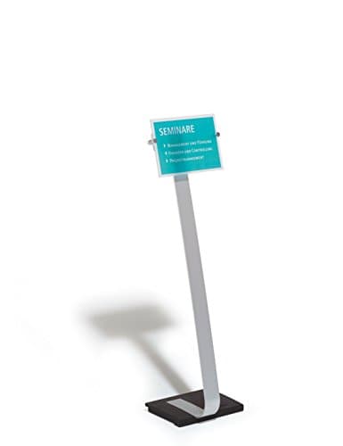Image of Durable Crystal Sign A4 | Floor Standing Information Sign | 1.25m in Height | Silver | Ideal for Offices, Conferences, Exhibitions, etc.