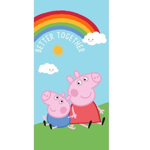 Image of Jerry Fabrics Peppa Pig and George Better Together Rainbow Kids Boys Girls Beach Bath Swim Towel