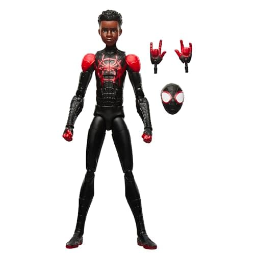 Image of Marvel Legends Series Miles Morales, Spider-Man: Into the Spider-Verse Collectible 6 Inch Action Figure, Red and Black
