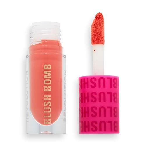 Image of Revolution Beauty, Blush Bomb Cream Blusher, Lightweight Makeup & Creamy Formula for a Dewy Finish, Enriched with Vitamin E, Glam Orange, 0.15 Fl. Oz.