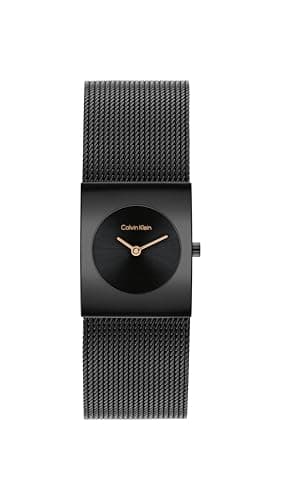Image of Calvin Klein Two Hand Quartz Movement Watch for Women CK Pulse Collection with Black Stainless Steel Mesh Bracelet - 25100138