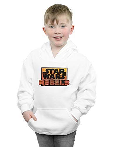 Image of Absolute Cult Star Wars Boys Rebels Logo Hoodie White 9-11 Years