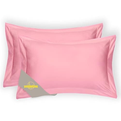 Image of Humra London 2 Pack 100% Brushed Microfiber 1800 Oxford Pillowcases, Stain Fade and Wrinkle Resistant, Soft and Cozy Oxford Pillow Cases | Hotel Quality Pillow Sham, 45x78 cm, 2'' stich (Pink)