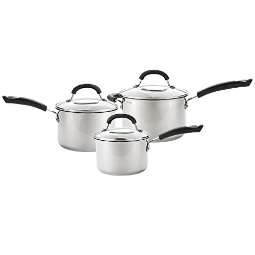Image of Circulon Total Stainless Steel 3 Piece Saucepan Set | Non Stick Saucepans with Lids | Induction Saucepans Suitable for All Hob Types, 16/18/20 cm Silver 3 Piece Set 76608