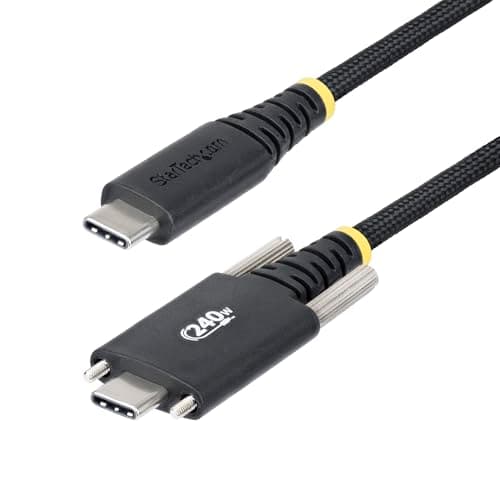 Image of StarTech.com 6.6ft (2m) USB-C Charging Cable, Side Screw Locking, 240W (5A) PD EPR, Dual-Layer Silicone/Braided Jacket, Laptop Charger Cord, USB-IF Certified