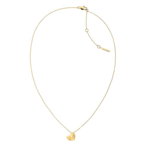 Image of Calvin Klein Women's FACETED HEART Collection Necklace in Yellow Gold with a Heart Pendant - 35000036