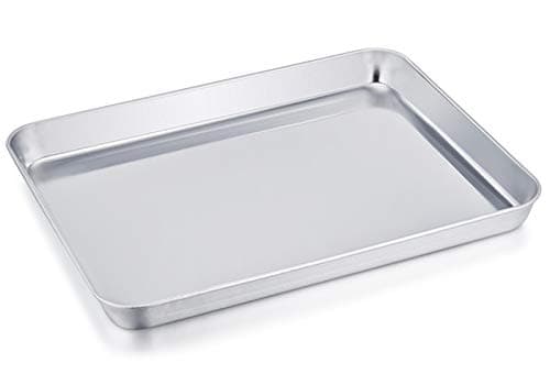 Image of Mini Oven Tray, Stainless Steel Small Baking Tray, 26.4x20.4x2.5cm, Non Toxic & Healthy, Mirror Finish & Rust Proof, Easy Clean & Dishwasher Safe