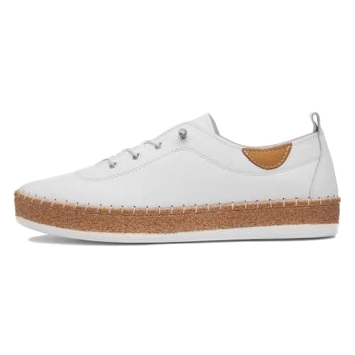 Image of Ladies Evie White Leather Trainer Shoe 4 White