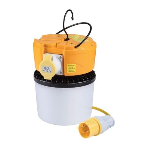 Image of Connexion 110v LED Globe Light 30w Worklight 360° Illumination IP54 Rated Linkable 16A Socket 3600 Lumens Bright Outdoor Light 5m Cable for Construction Site and Temporary Work Sites Lights Use