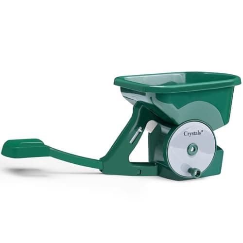 Image of Crystals Seed Spreader Handheld - Rotary Grass Seed Spreader and Lawn Feed Spreader - Lawn Fertiliser Spreader Hand Held