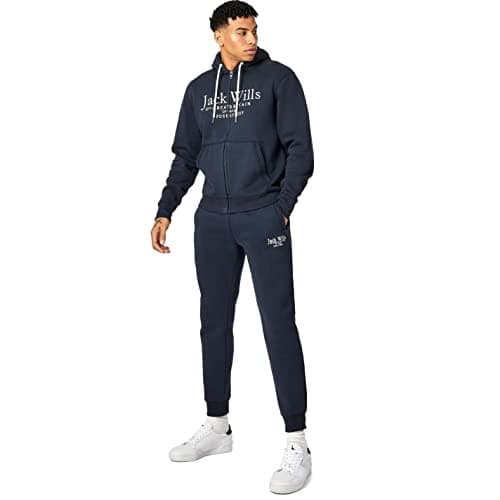 Image of Jack Wills Mens Pinebrook Graphic Zip Hoodie Full Fleece Top Hoody Hooded Navy XL