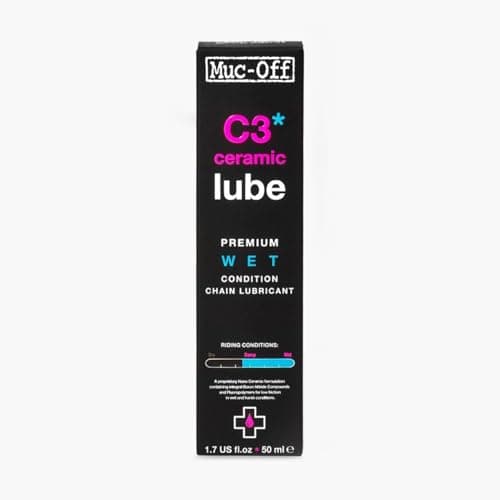 Image of Muc-Off C3 Wet Chain Lube - Ultra Durable Ceramic Bike Chain Oil with UV Dye - Long-Lasting Lubricant for Wet & Muddy Conditions - 50ml